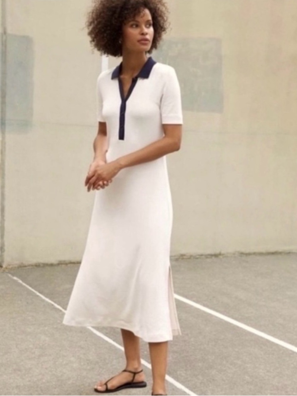 AYR Scout Midi Dress with Navy Trim